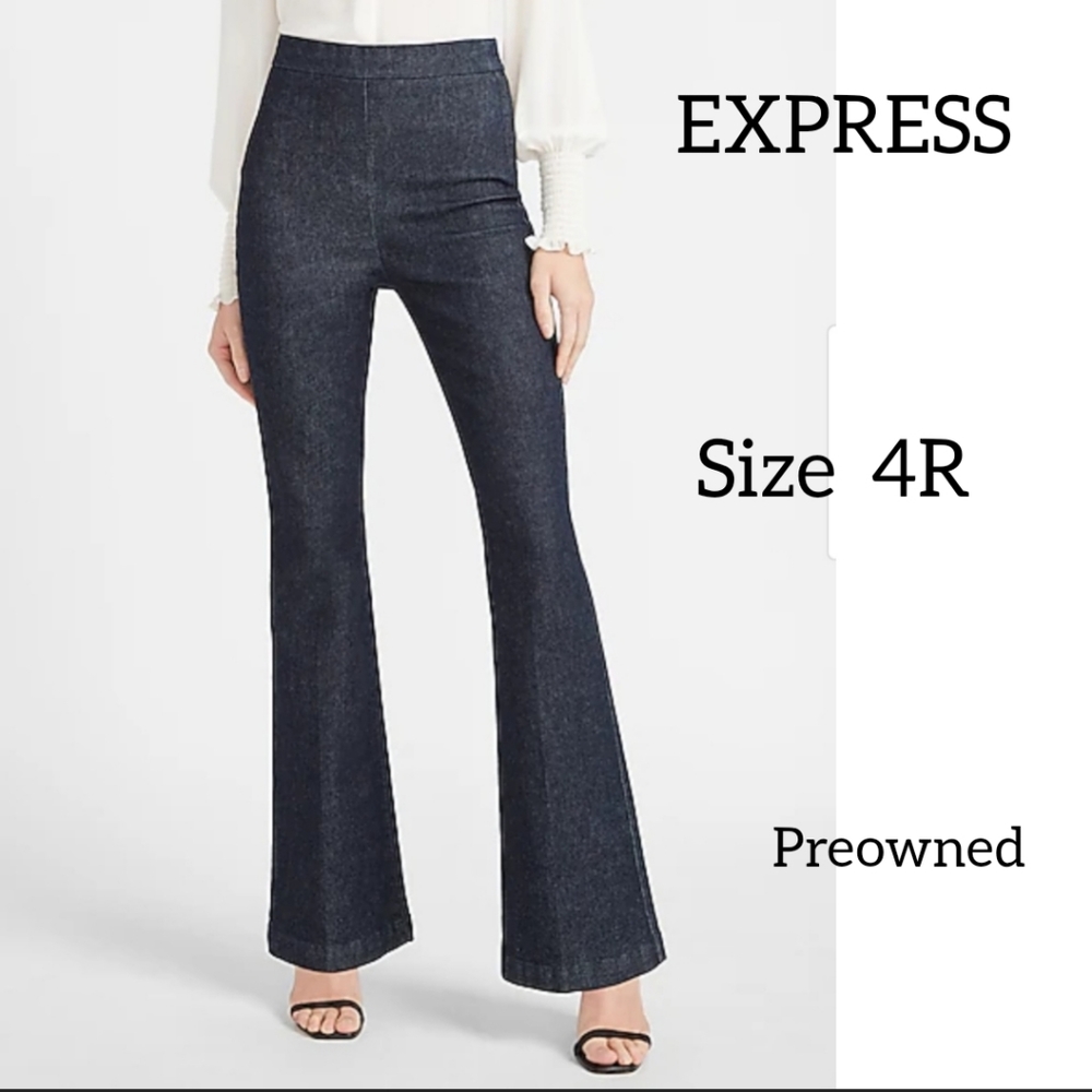 EXPRESS WOMENS SLIM FLARE JEANS PERFECTLY POLISHED DENIM SIZE 4 R